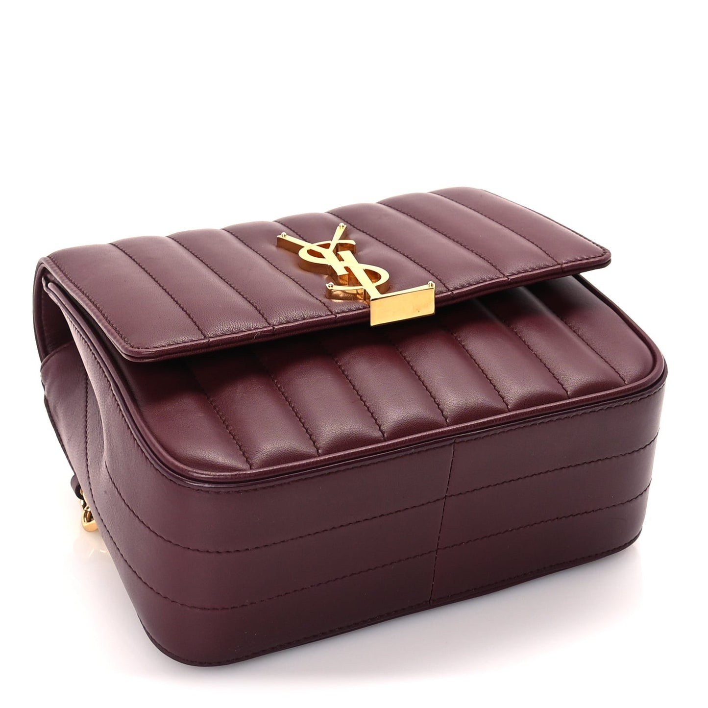 Lambskin Matelasse Monogram Medium Vicky Chain Bag Dark Legion Red