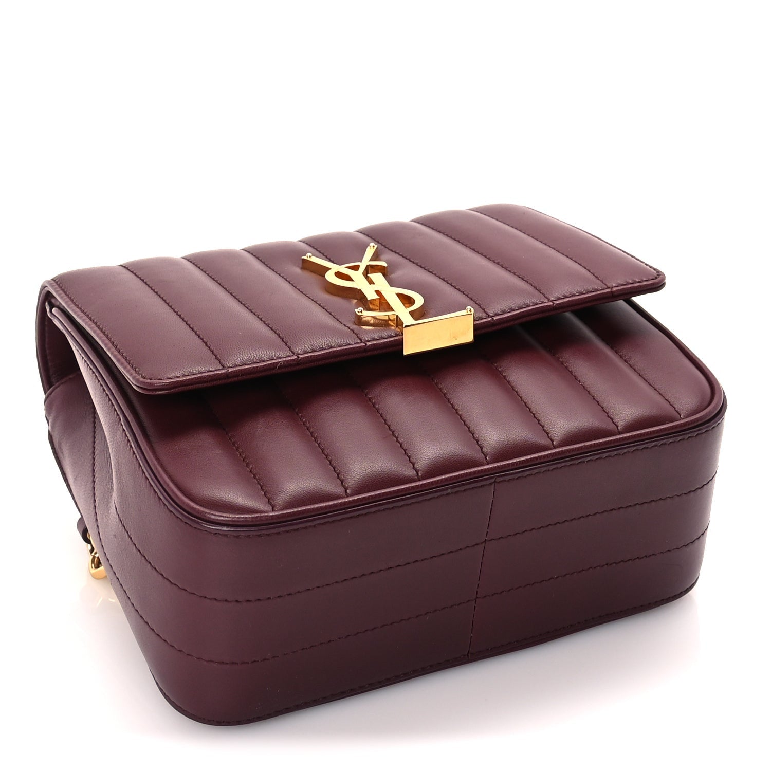 Saint Laurent Lambskin Matelasse Monogram Medium Vicky Chain Bag Dark Legion Red 3 of 8