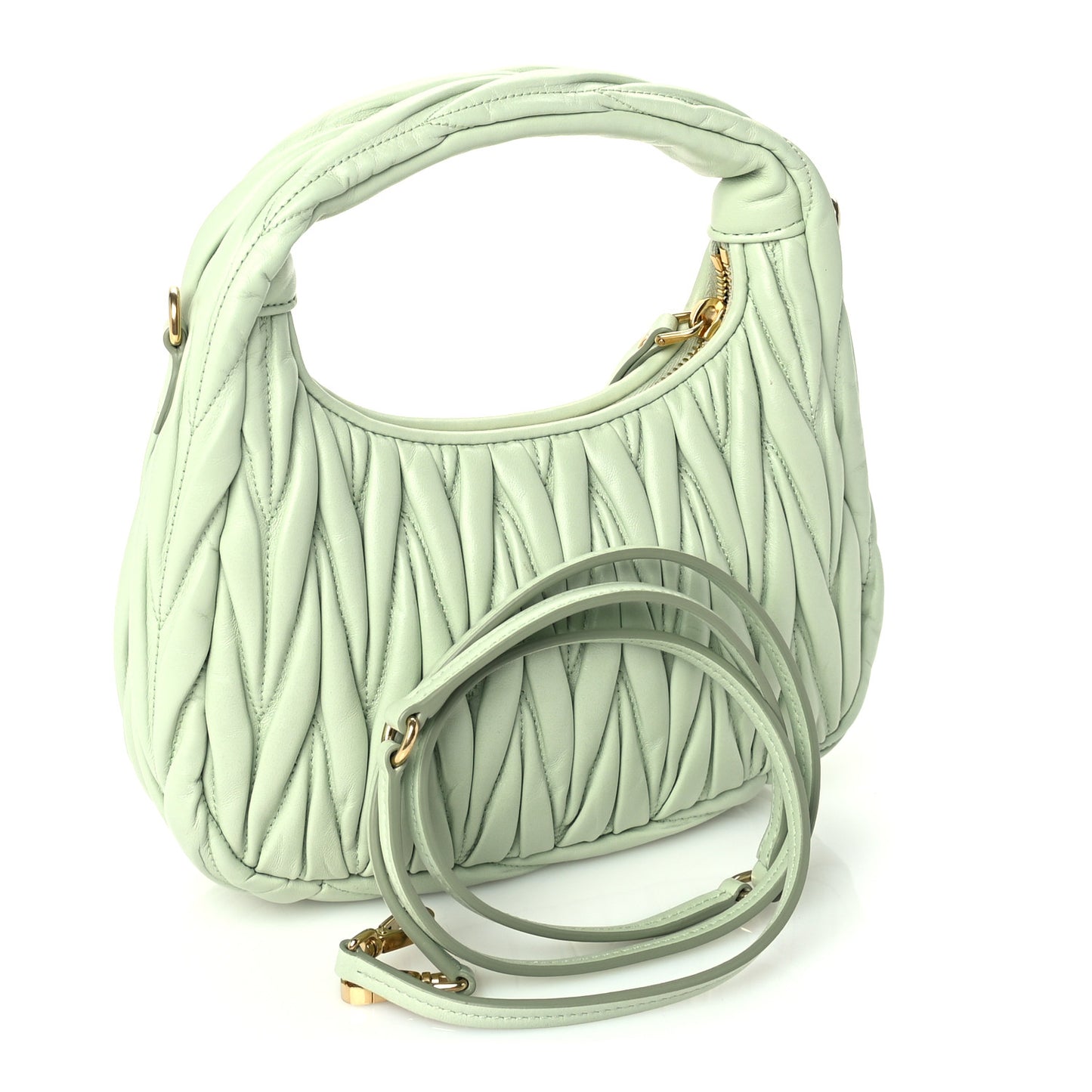Nappa Matelasse Small Wander Hobo Acqua