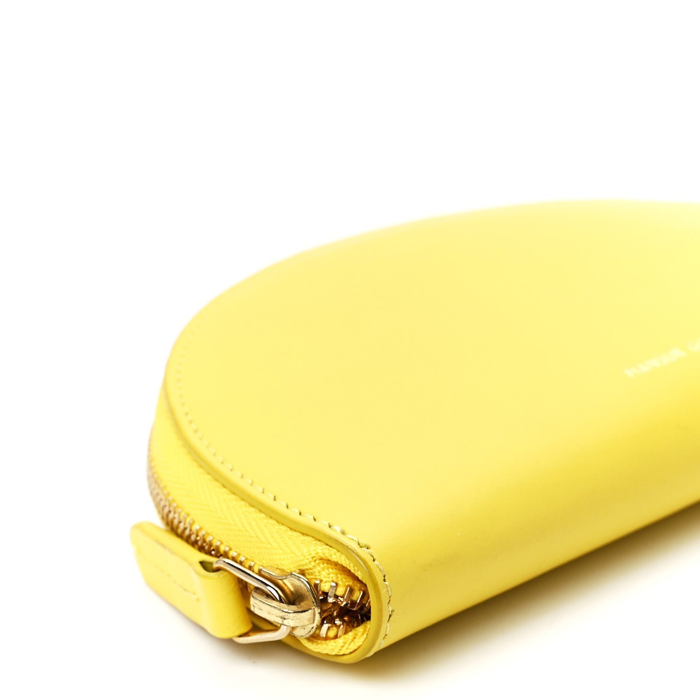 Calfskin Half Moon Clutch Yellow