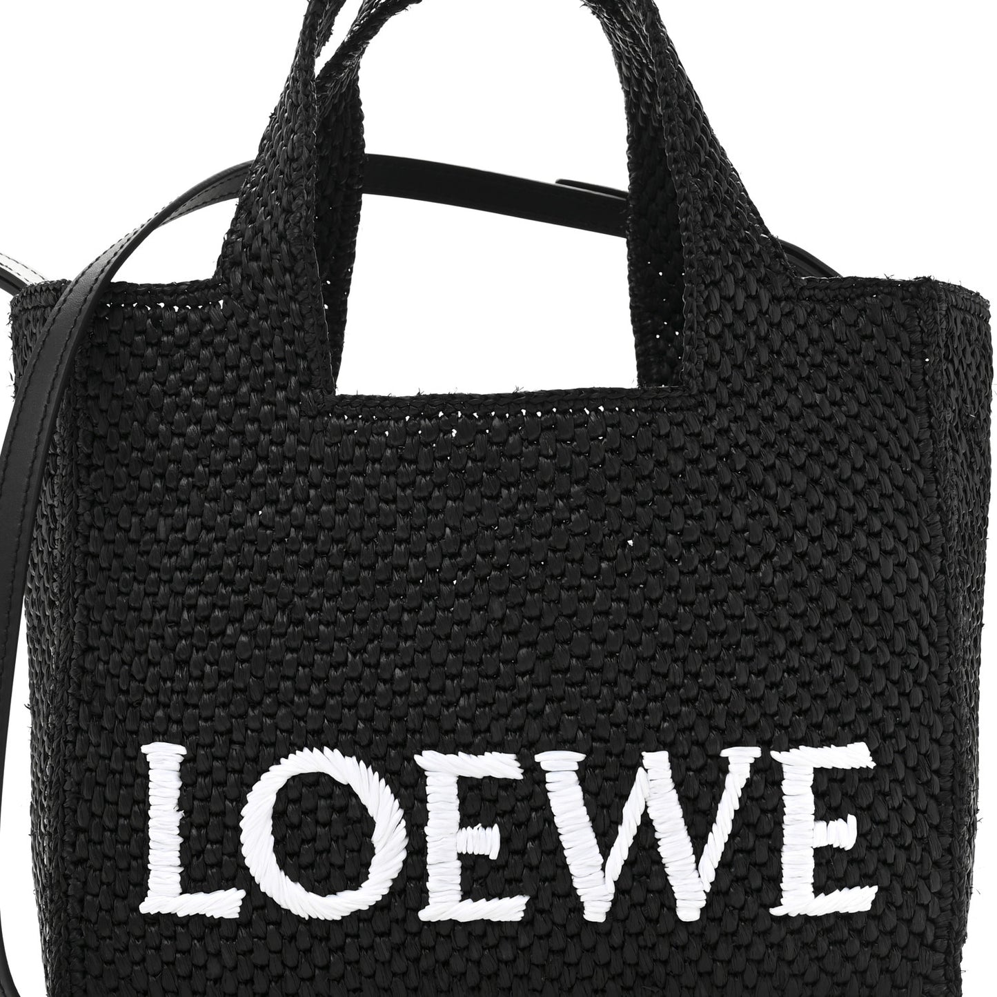 X PAULA'S IBIZA Raffia Font Tote Black