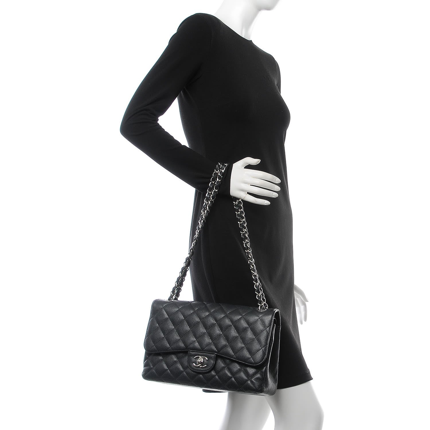 Chanel Caviar Quilted Jumbo Double Flap Black 2 of 14