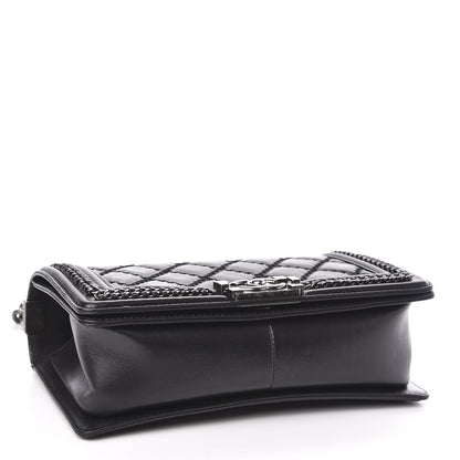 Chanel Goatskin Quilted Medium Boy Top Handle Flap Black 4 of 11