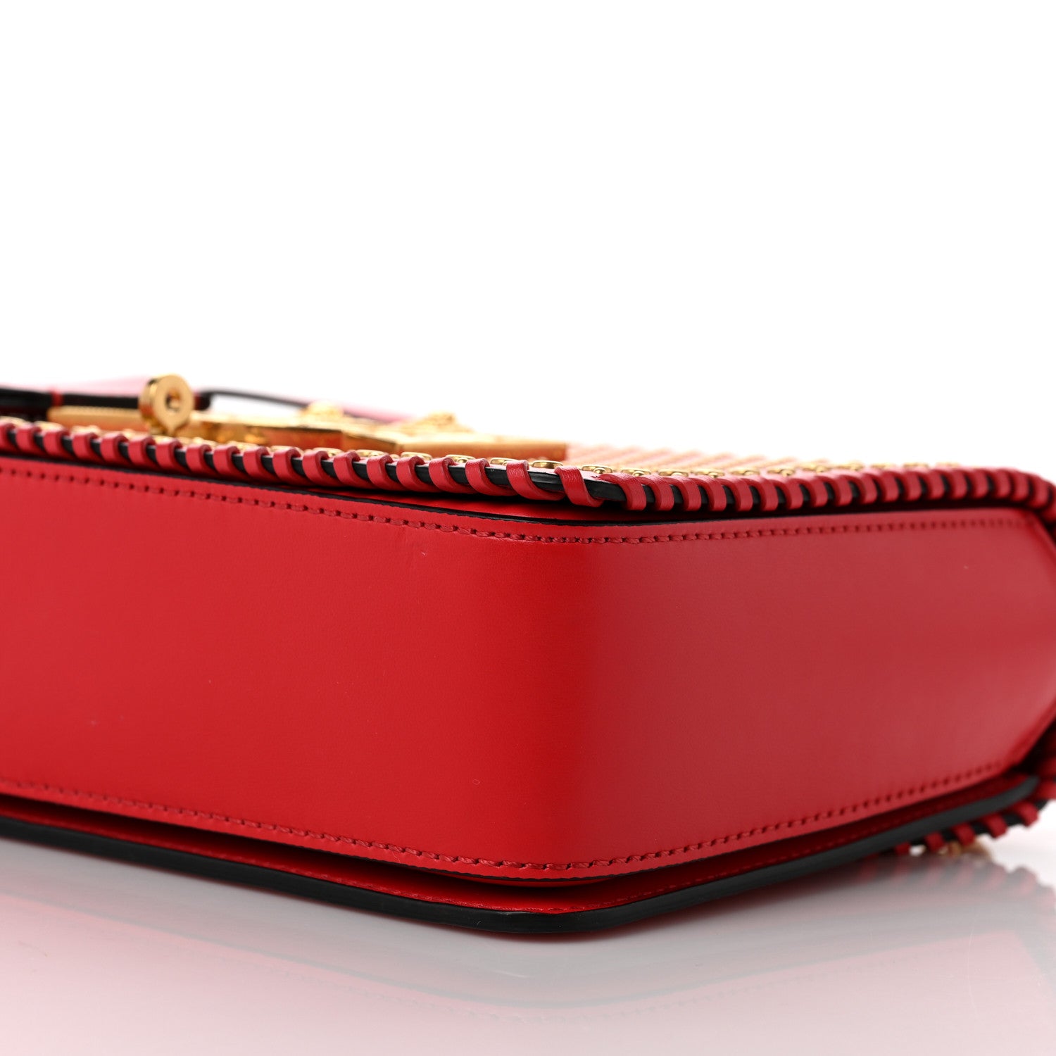 Versace Nappa Whipstitch Icon Western Chain Shoulder Bag Red 8 of 9