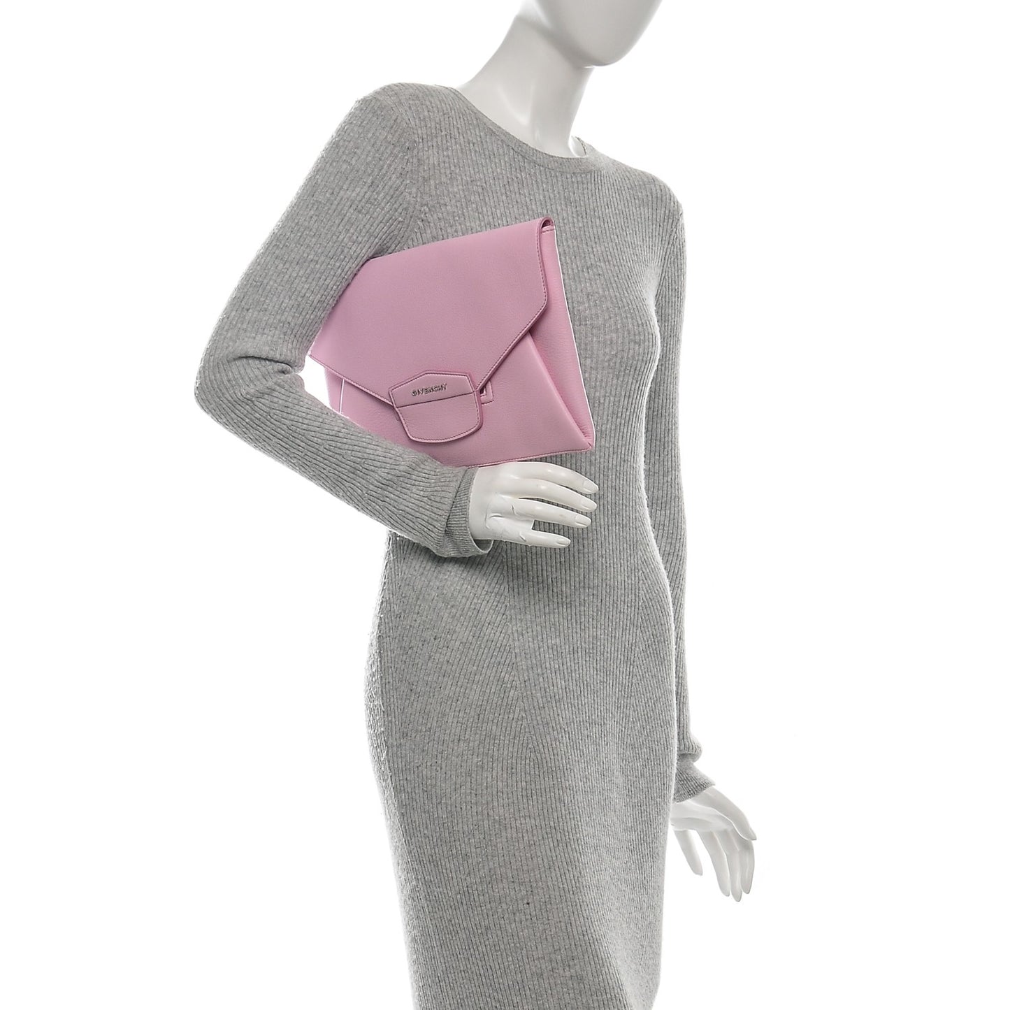 Sugar Goatskin Medium Antigona Envelope Clutch Pink