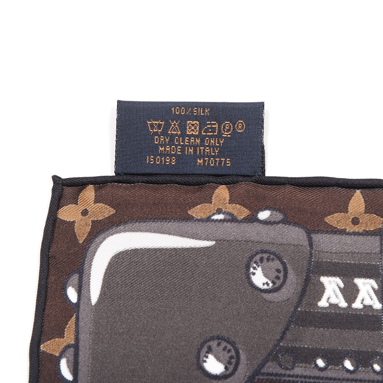 Louis Vuitton Silk Monogram LV World Square Scarf Brown 4 of 4