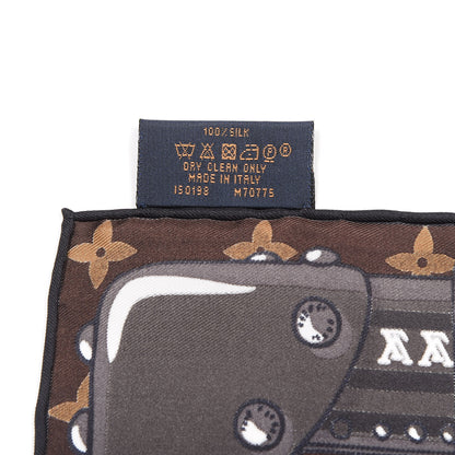 Louis Vuitton Silk Monogram LV World Square Scarf Brown 4 of 4
