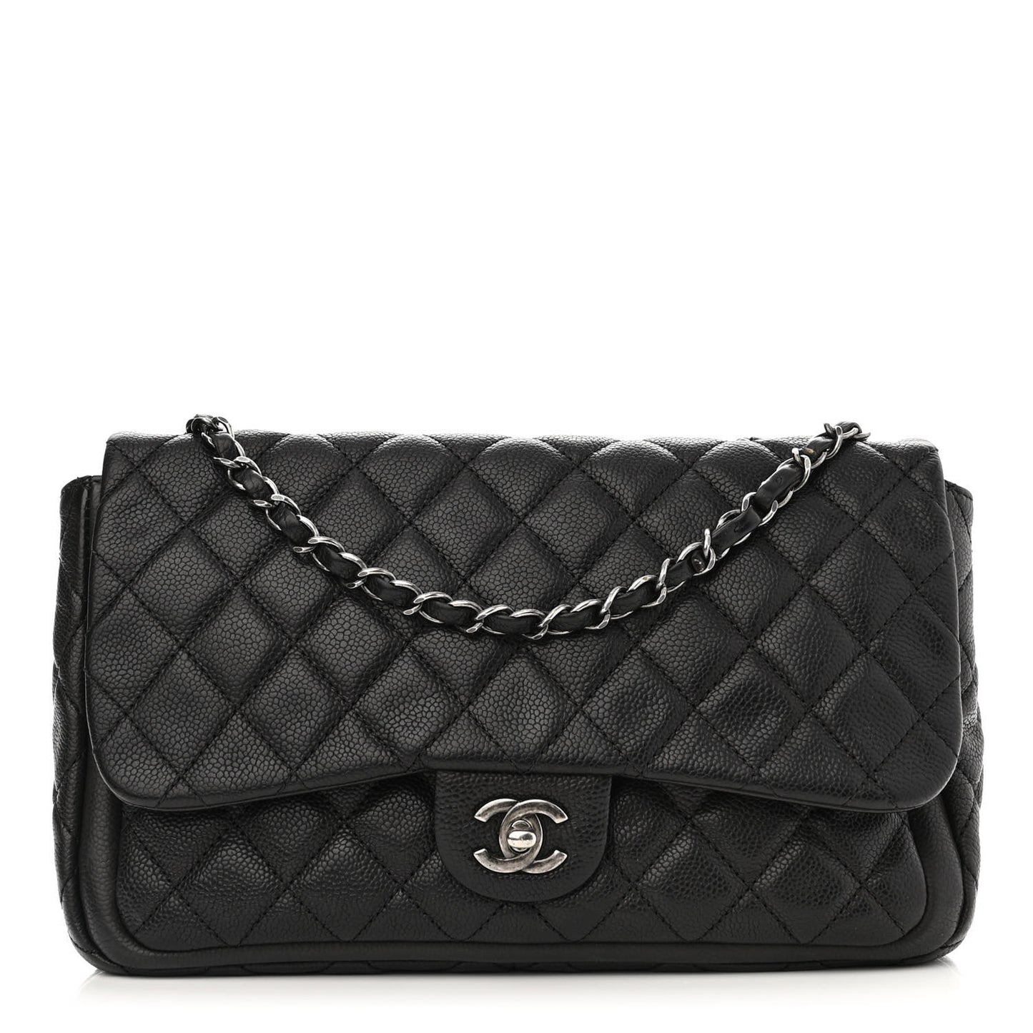 Caviar Quilted Large Now and Forever Flap Black