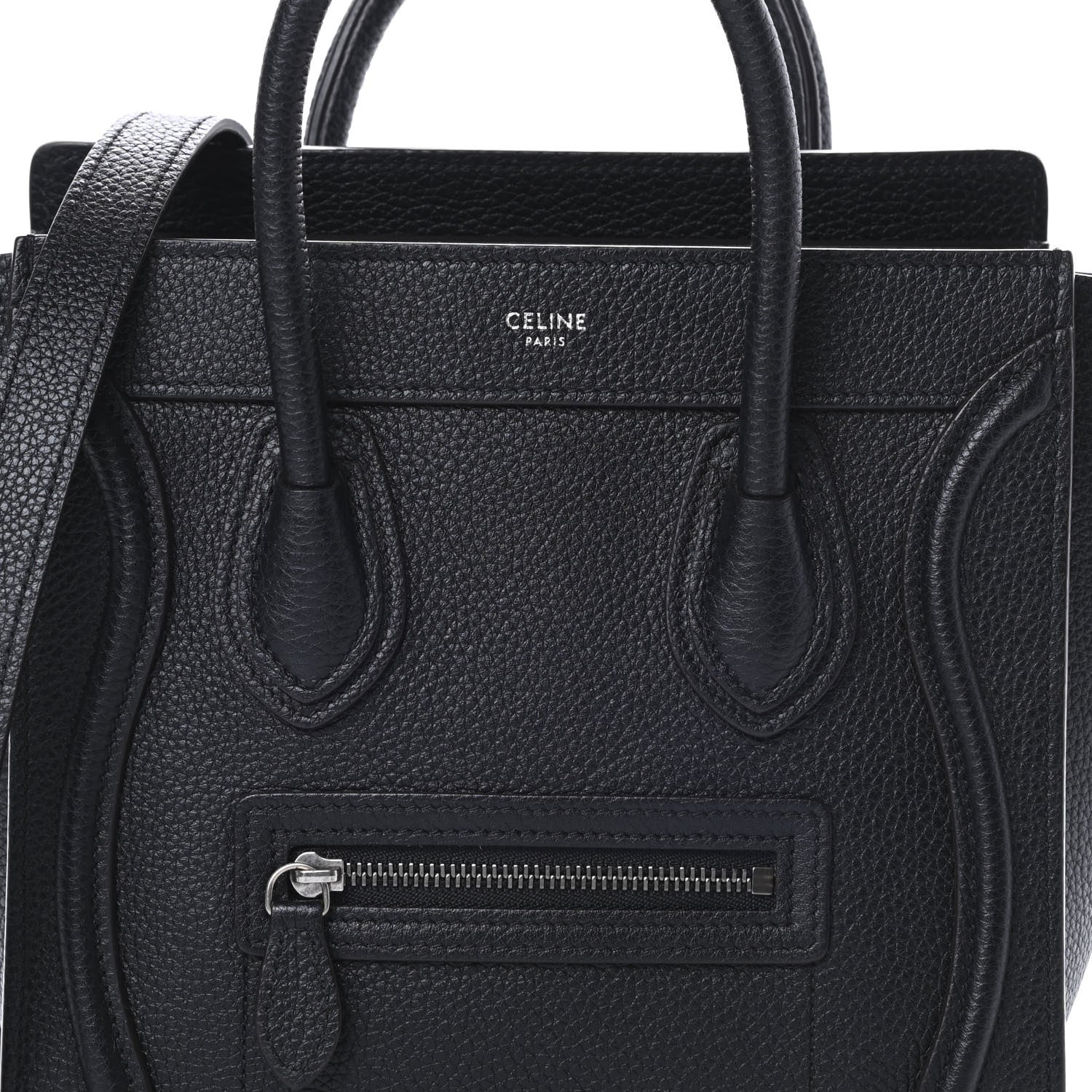 Celine Drummed Calfskin Nano Luggage Black 9 of 12