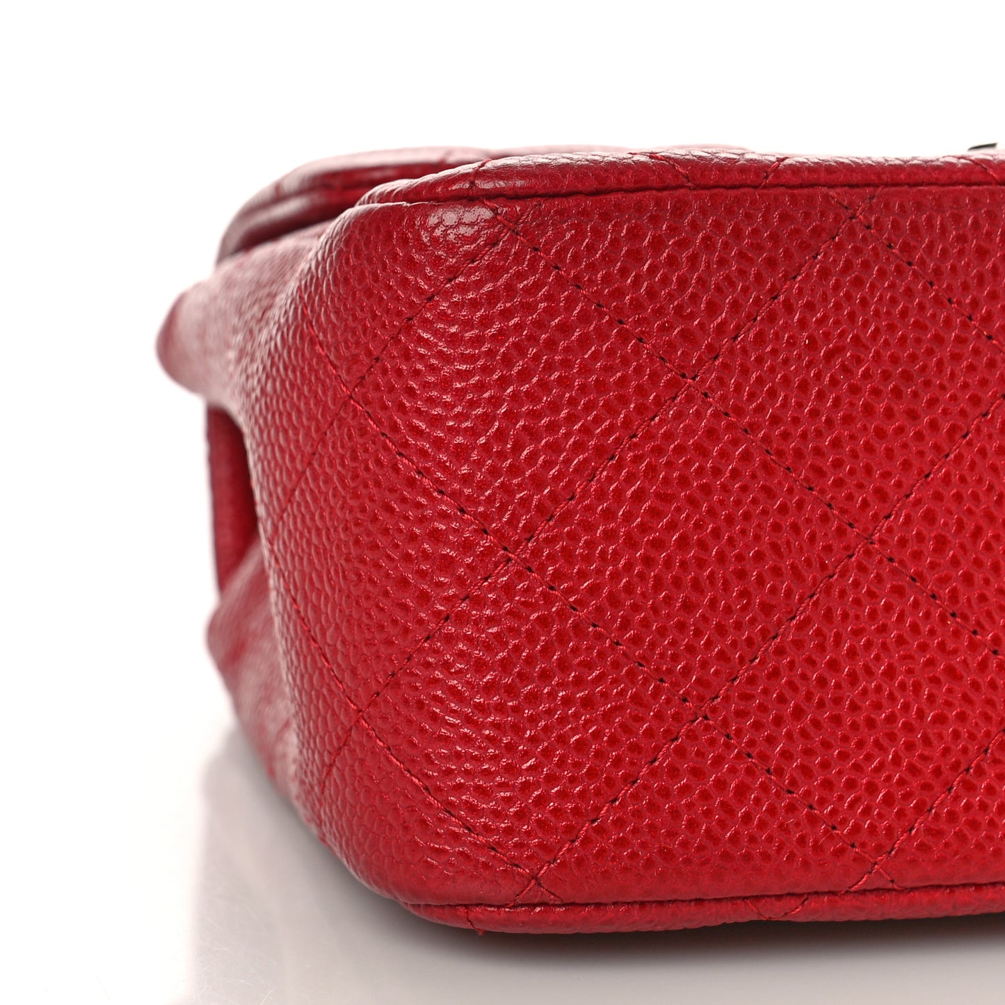 Caviar Quilted Mini Square Flap Red
