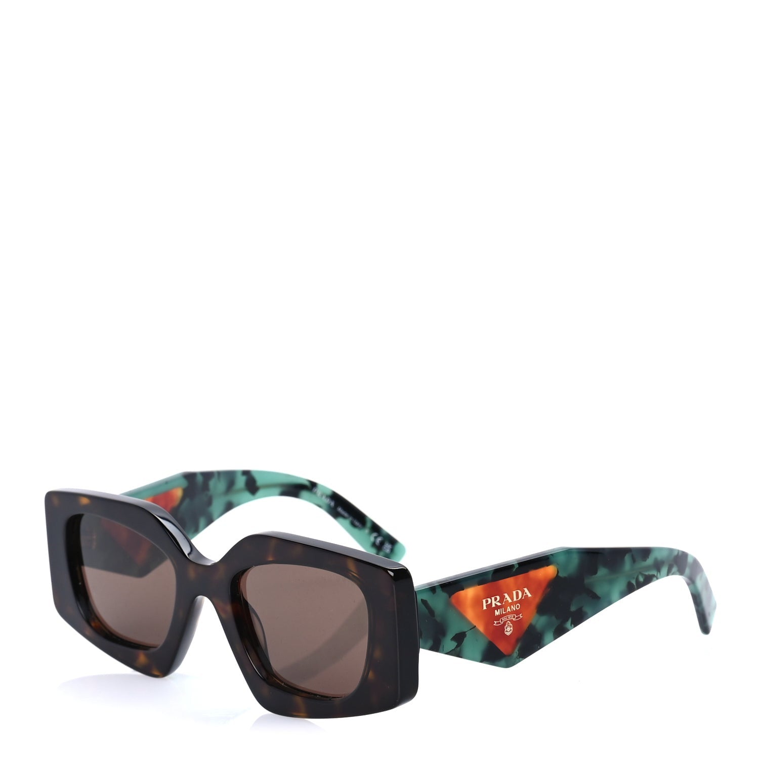 Prada Acetate Symbole Sunglasses SPR 15Y Tortoise Green 1 of 7