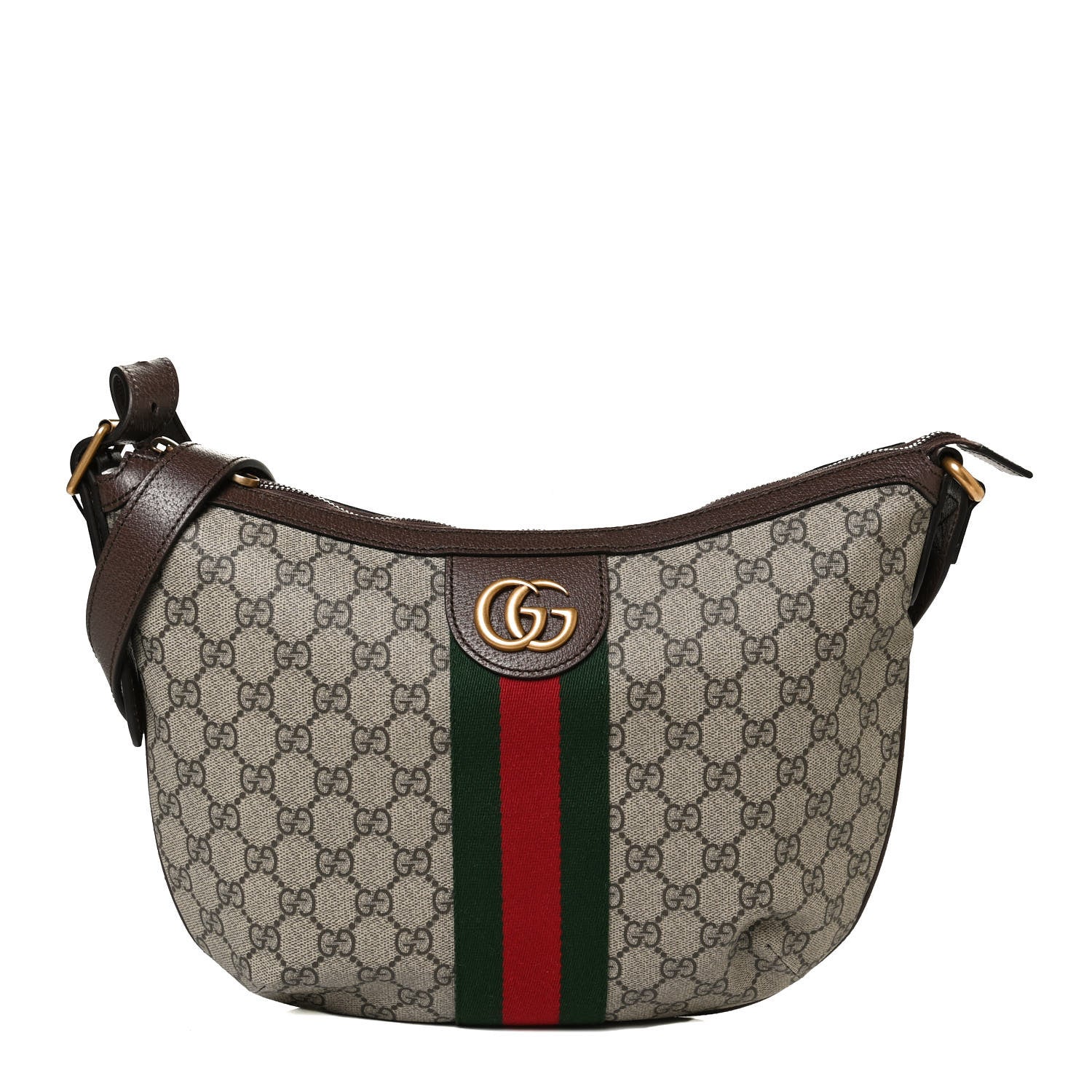 Gucci GG Supreme Monogram Web Small Ophidia Half Moon Hobo Brown 1 of 13