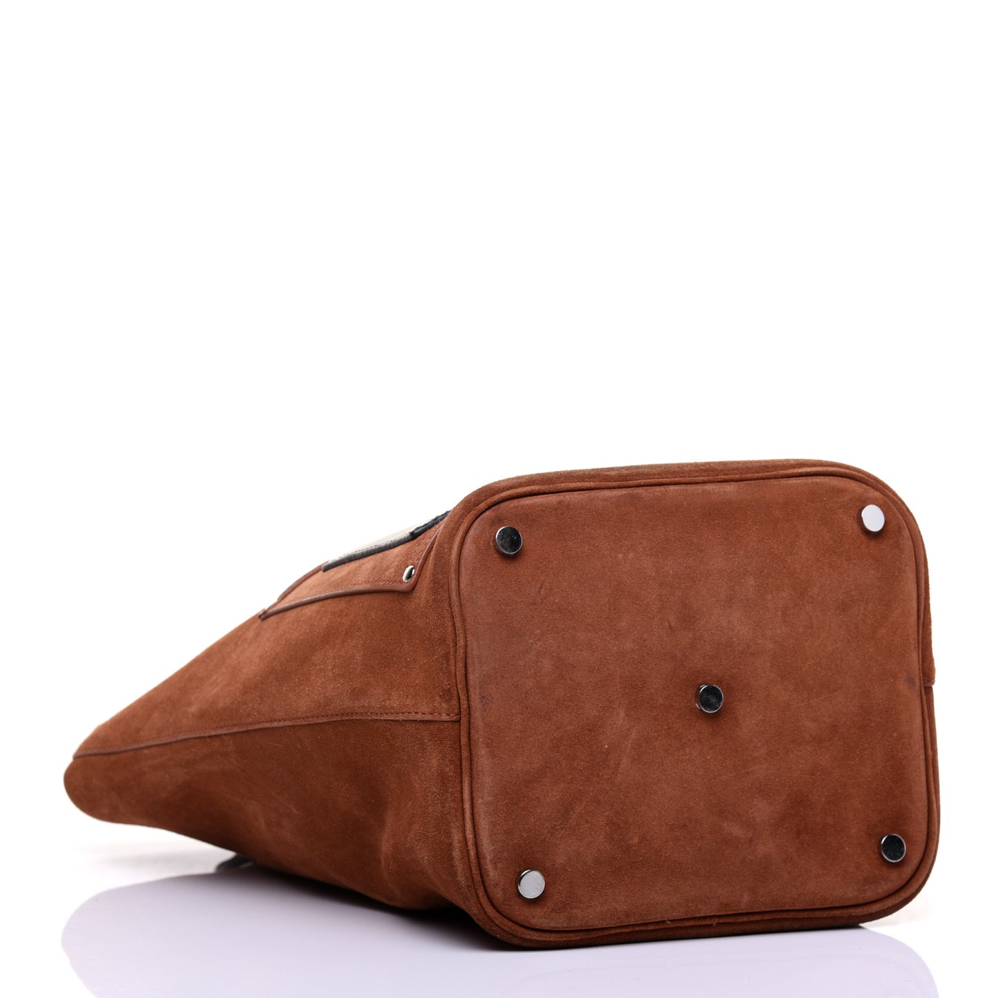 Suede Calfskin Mason Tote Brown Black