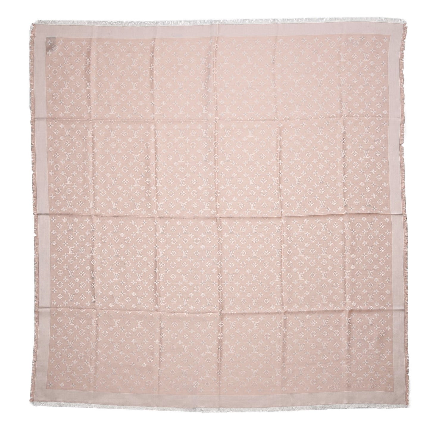 Silk Wool Monogram Denim Shawl Rose