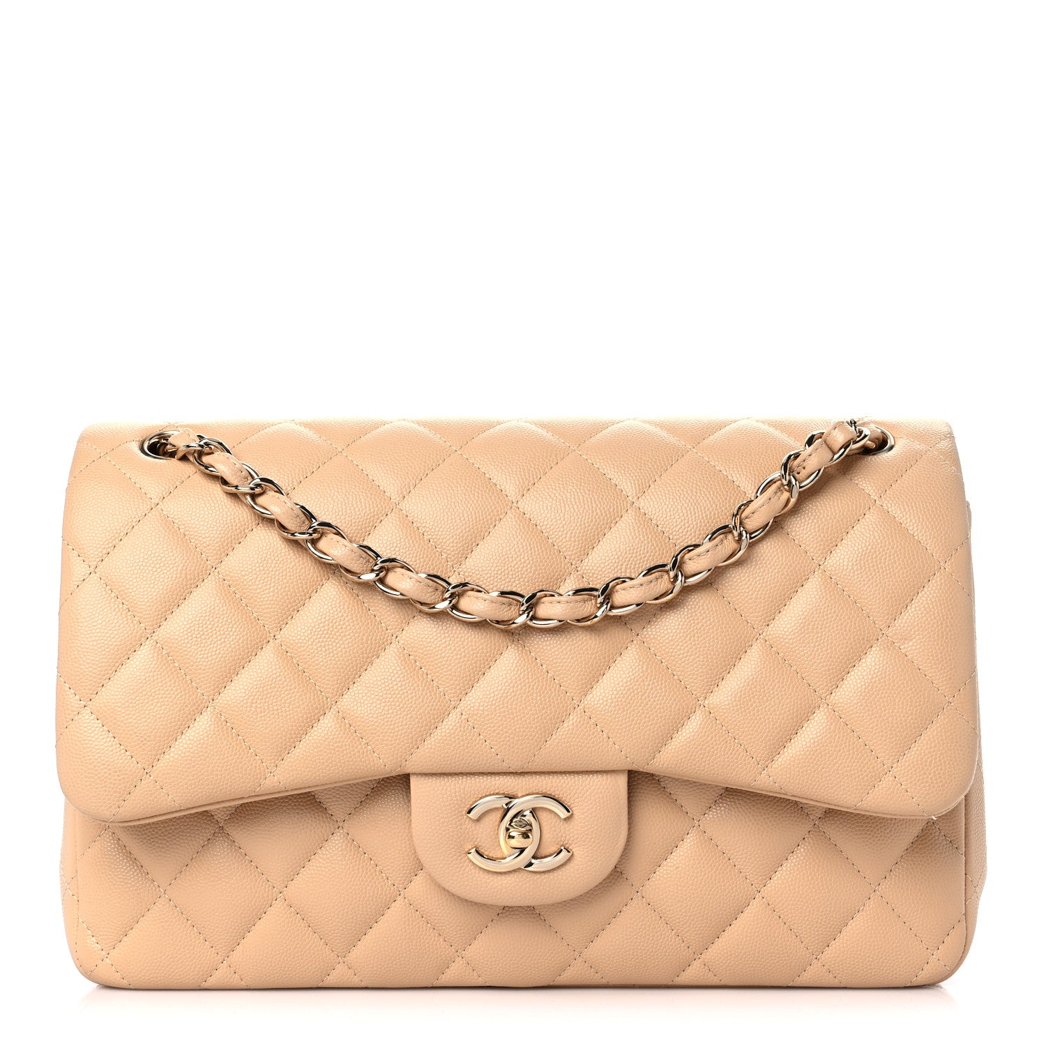 Chanel Caviar Quilted Jumbo Double Flap Beige 1 of 12