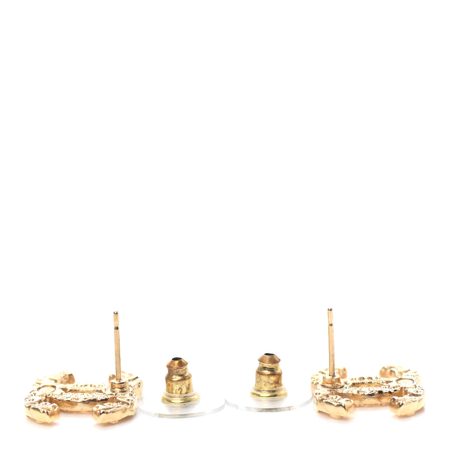 Chanel Metal Textured CC Earrings Gold 3 of 4