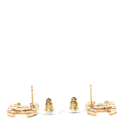 Chanel Metal Textured CC Earrings Gold 3 of 4