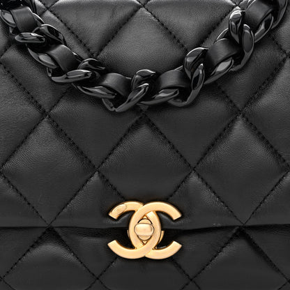 Chanel Lambskin Quilted Small Lacquered Chain Flap Black 8 of 10