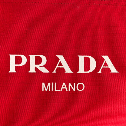 Prada Denim Logo Wristlet Pouch Fuoco Red 6 of 11