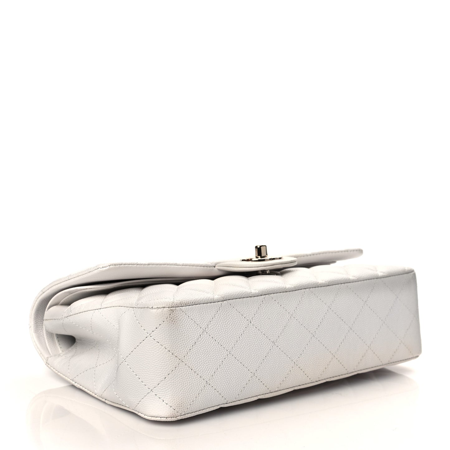 Caviar Quilted Medium Double Flap White