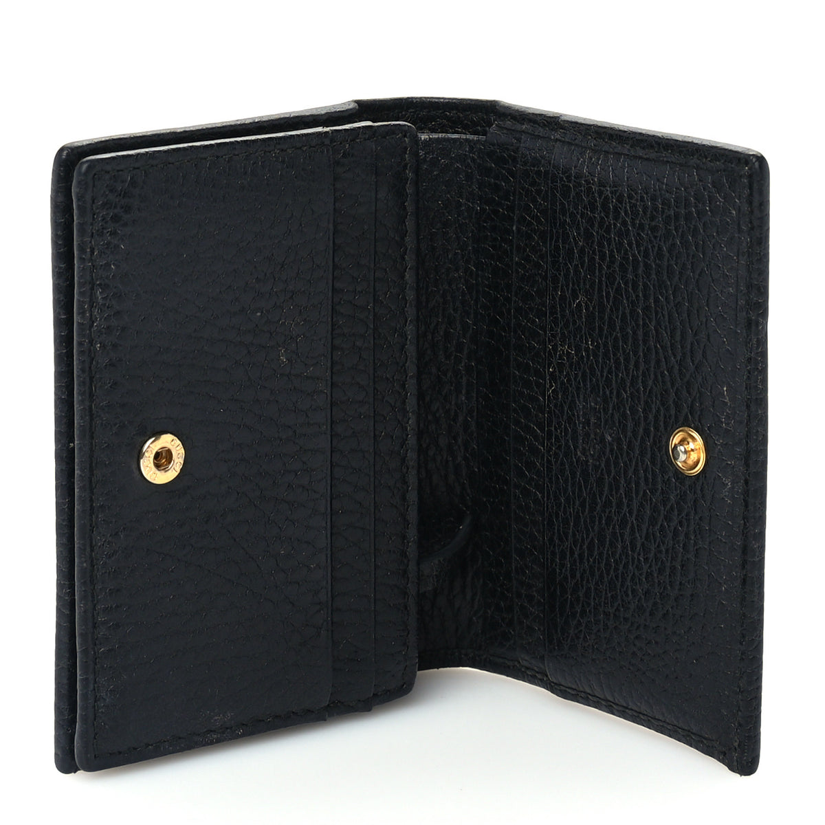 Pebbled Calfskin GG Marmont Card Case Black