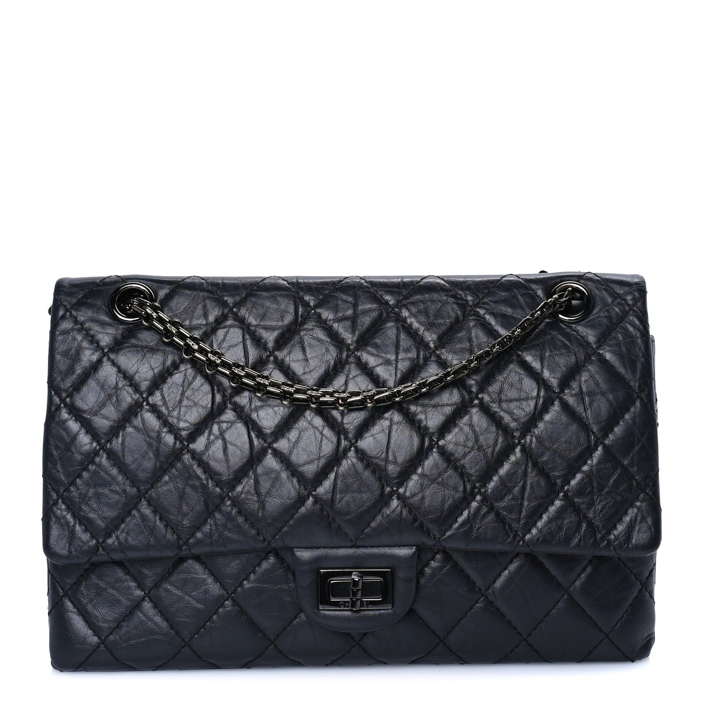 Aged Calfskin Quilted 2.55 Reissue 226 Flap So Black
