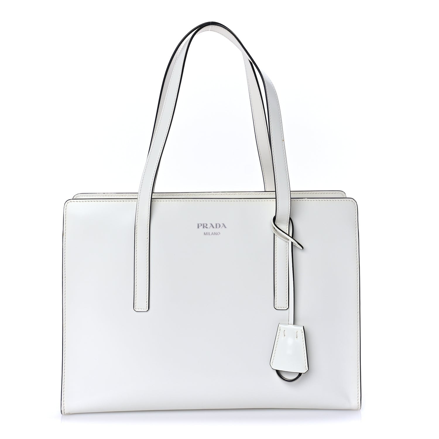 Prada Spazzolato Medium Re-Edition 1995 Double Handle Handbag White 1 of 7