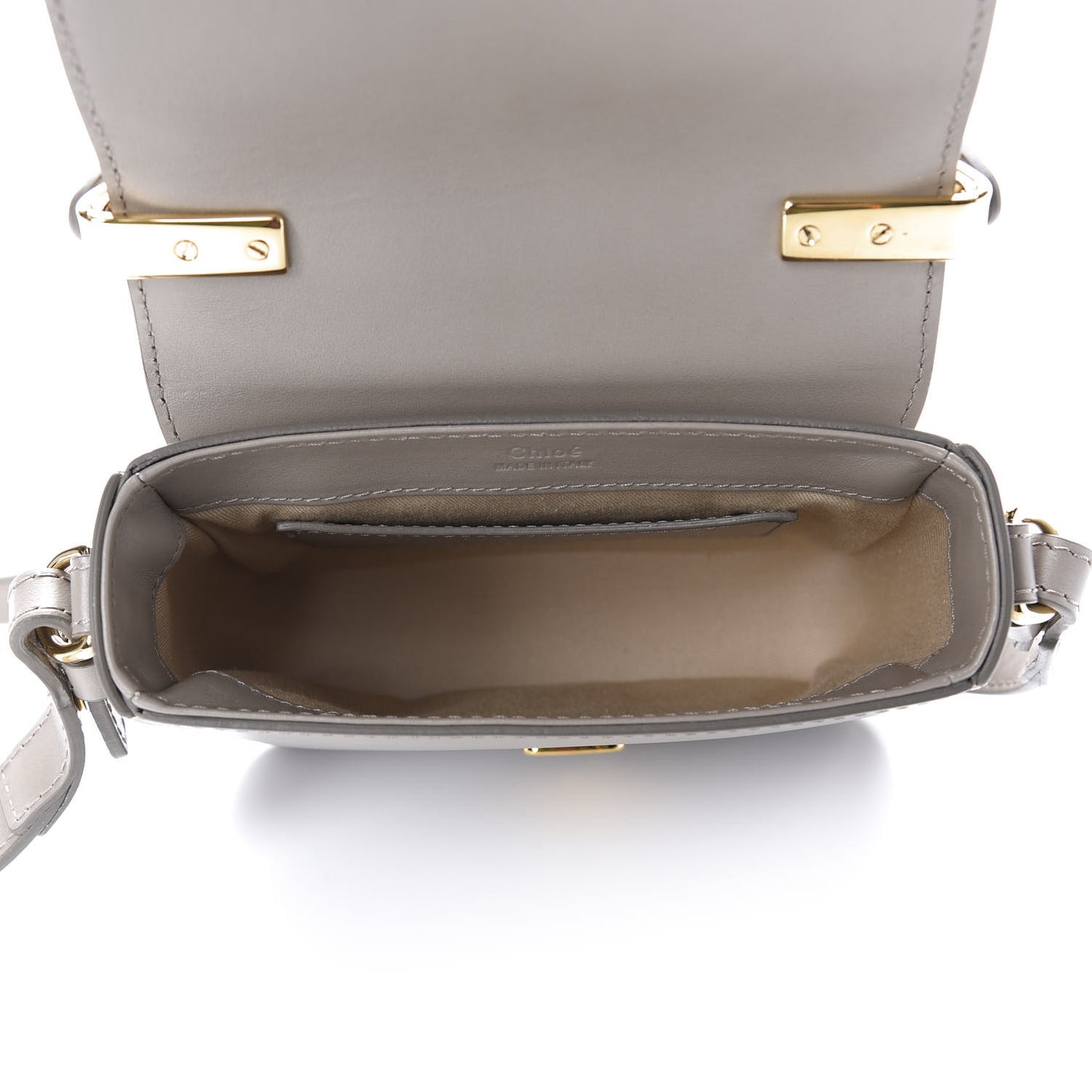 Shiny Calfskin Suede Mini C Double Carry Motty Grey