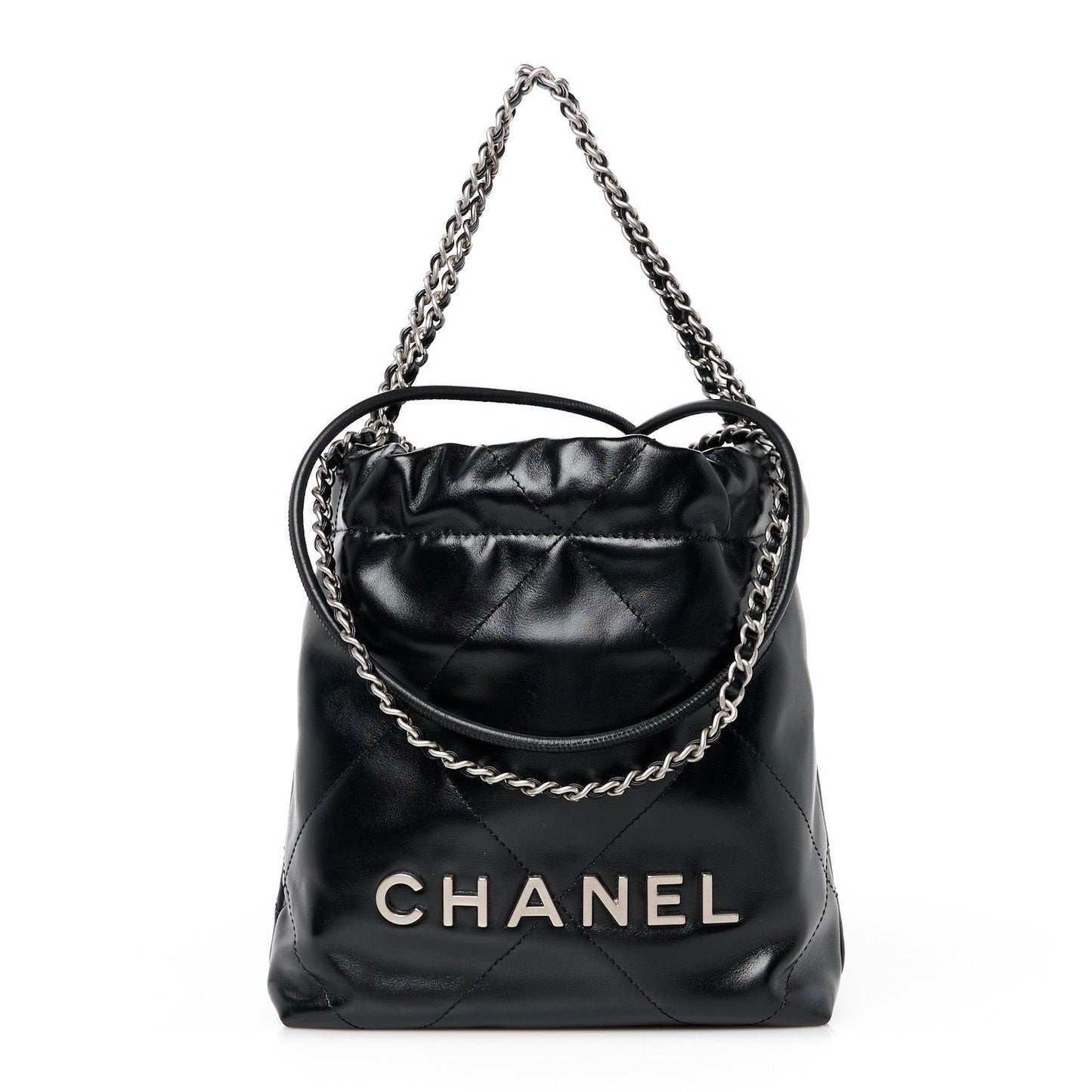 Shiny Calfskin Quilted Mini 22 Black