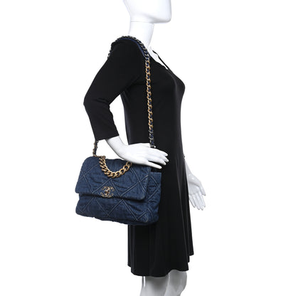 Chanel Denim Quilted Large Chanel 19 Flap Blue 2 of 10