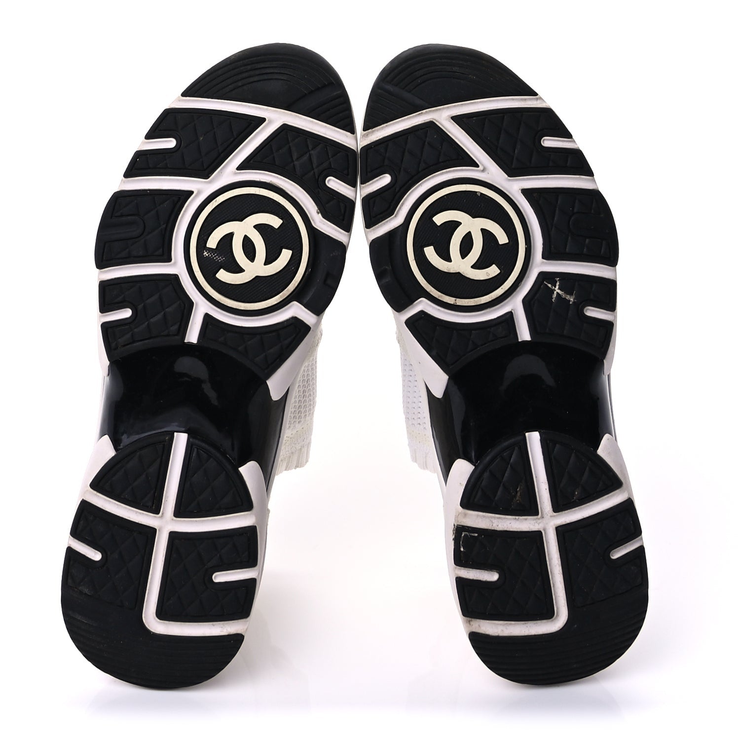 Chanel Knit Fabric Suede Calfskin Womens CC Sneakers 36.5 Ivory Light Beige 6 of 10