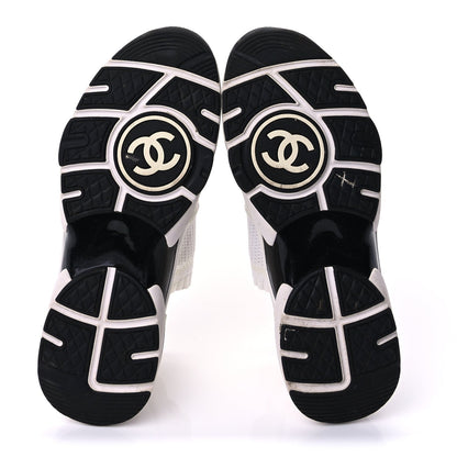 Chanel Knit Fabric Suede Calfskin Womens CC Sneakers 36.5 Ivory Light Beige 6 of 10