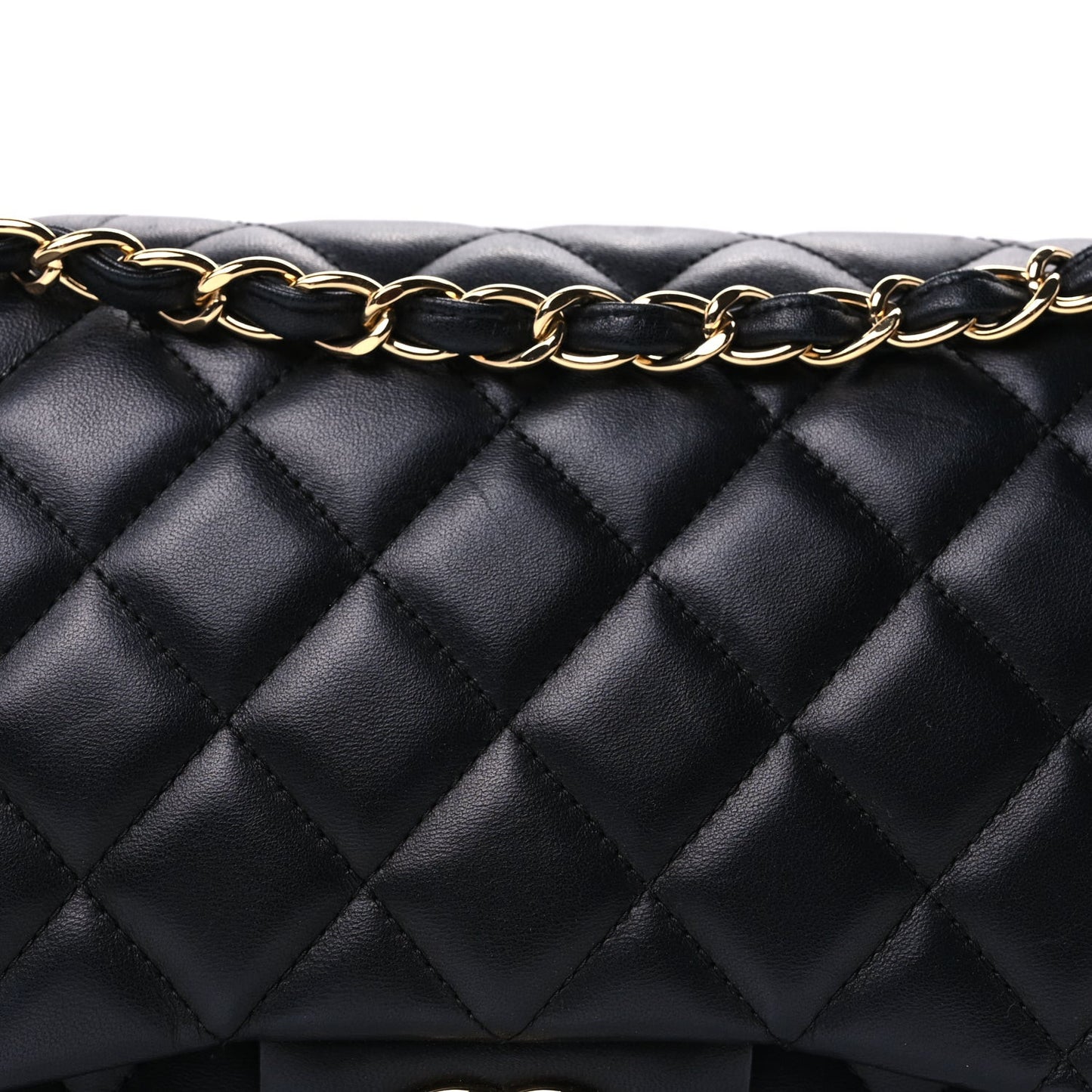 Lambskin Quilted Jumbo Double Flap  Black