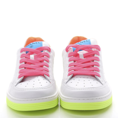 Chanel Calfskin Womens Logo Sneakers 38.5 White Multicolor 2 of 9