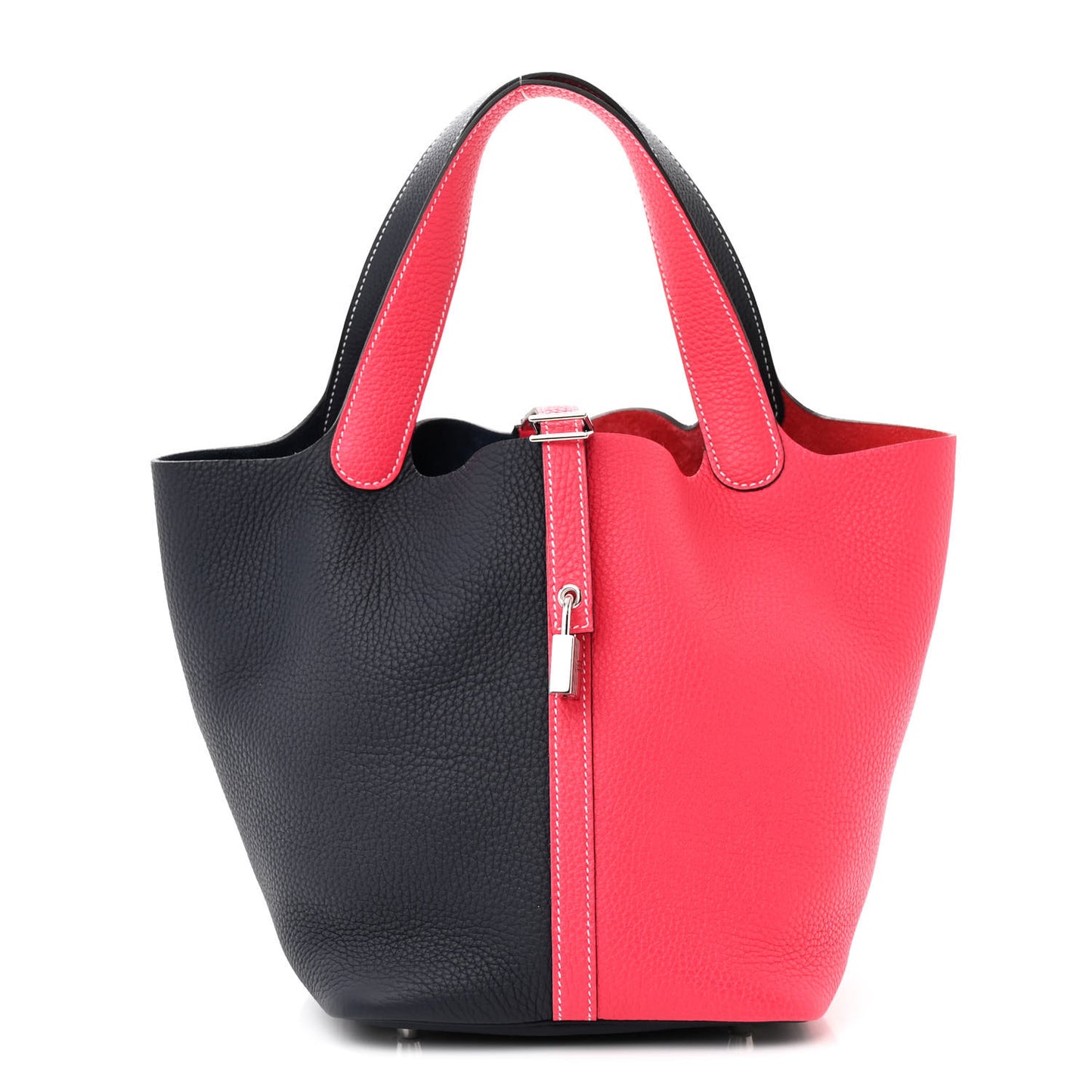 Taurillon Clemence Casaque Picotin Lock 18 PM Rose Extreme Bleu Nuit