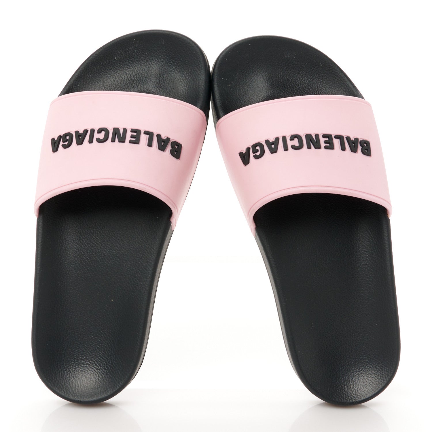 Balenciaga Rubber Logo Womens Pool Slide Sandals 37 Light Pink Black 2 of 9