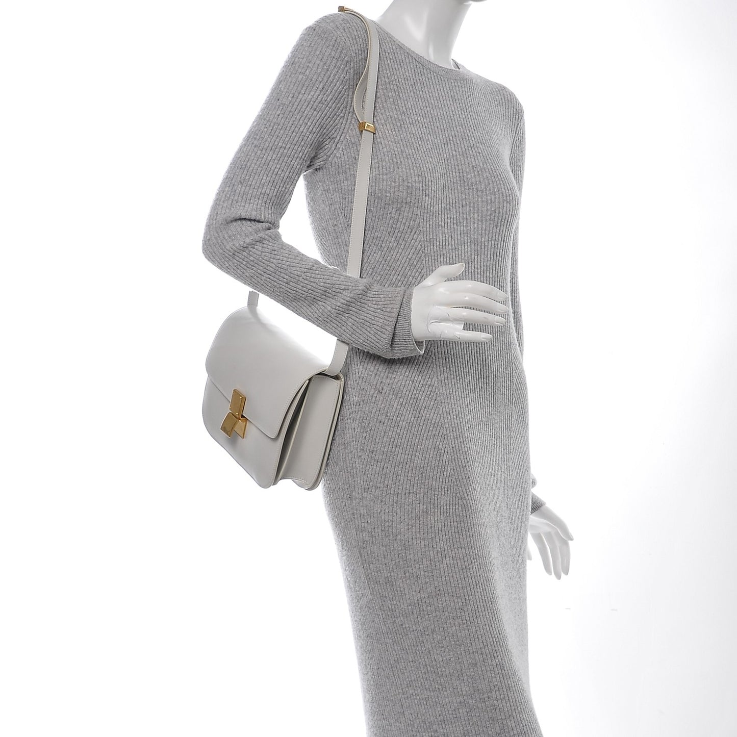 Box Calfskin Medium Classic Box Flap Bag White