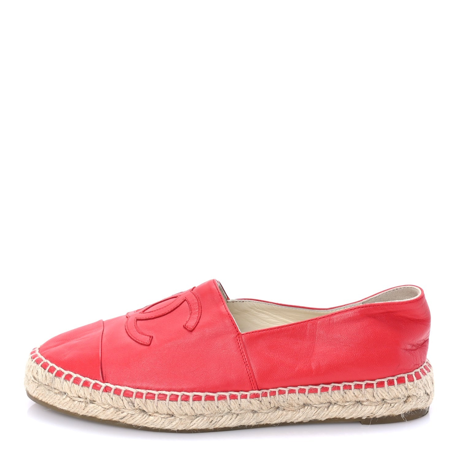 Chanel Lambskin CC Espadrilles 37  Red 1 of 8