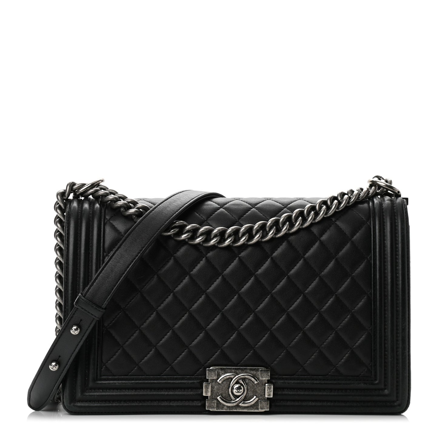 Lambskin Quilted New Medium Boy Flap Black