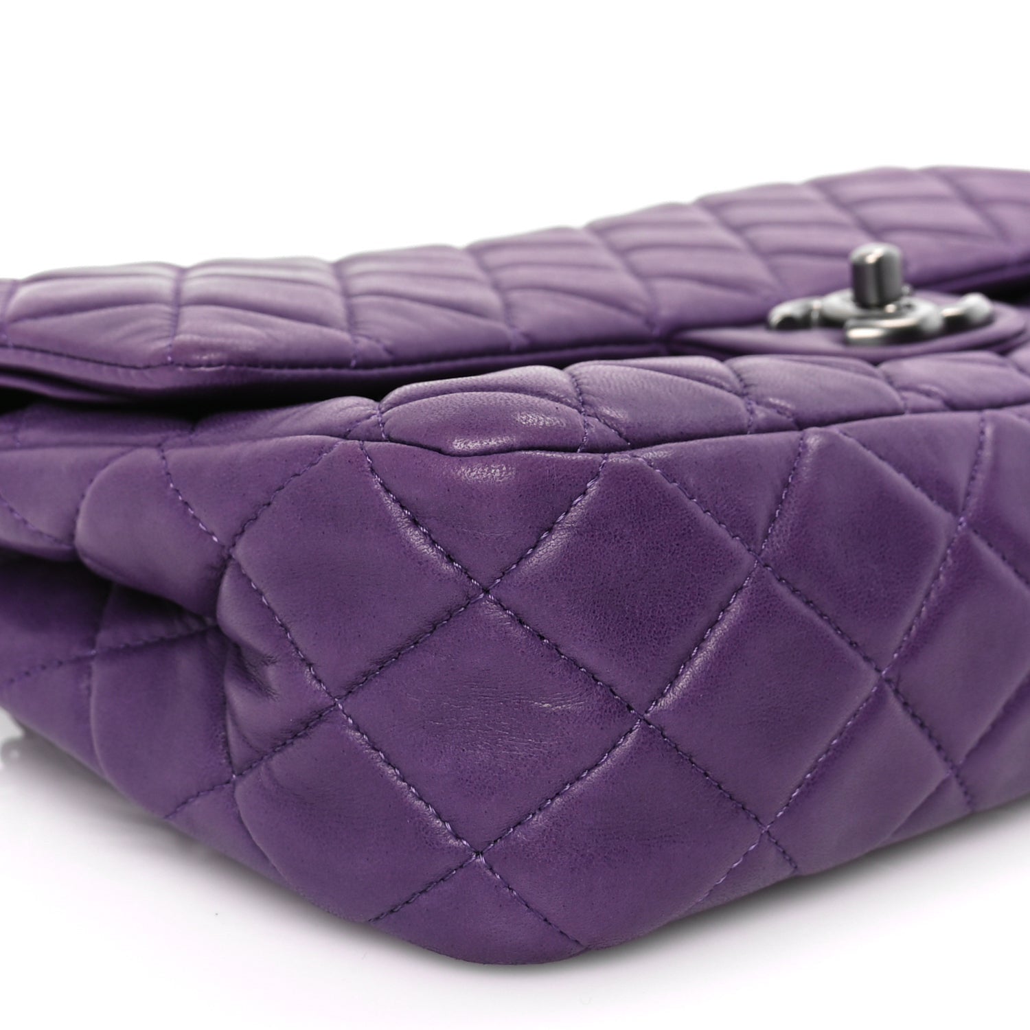 Chanel Lambskin Quilted Medium Double Flap Purple 8 of 9