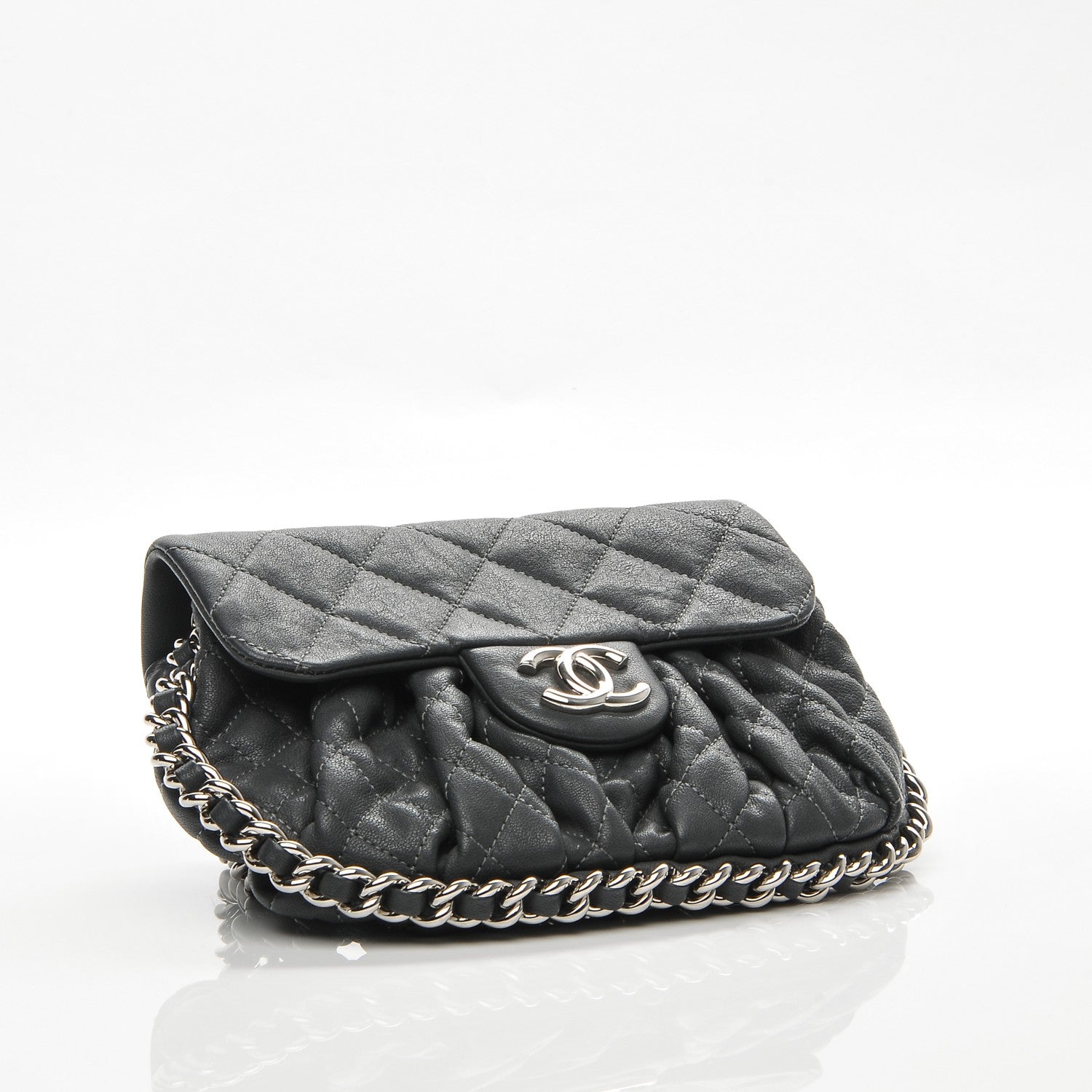 Chanel Washed Lambskin Quilted Mini Chain Around Flap Dark Grey 4 of 7