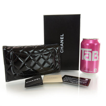 Chanel Patent Quilted Large Flap Wallet Black 2 of 9