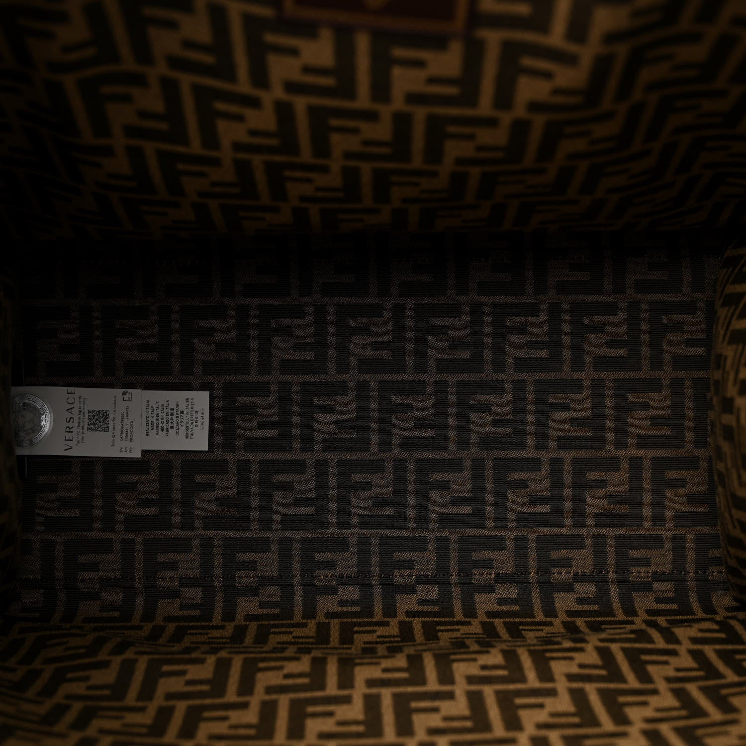 Fendi X VERSACE Fabric Jacquard Calfskin Plexiglass Fendace FF Medusa Studded Large Fendi Sunshine Shopper Tote Marrone Fuxia 5 of 12