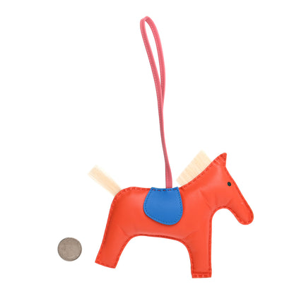 Hermes Milo Lambskin Horsehair Grigri Rodeo Horse GM Bag Charm Orange Poppy Bleu Zanzibar Rose Azalee 2 of 5