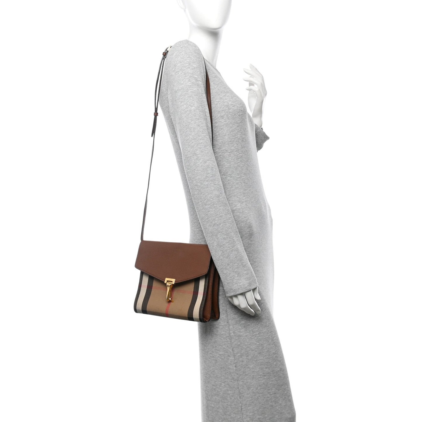 Derby Calfskin House Check Small Macken Crossbody Bag Tan