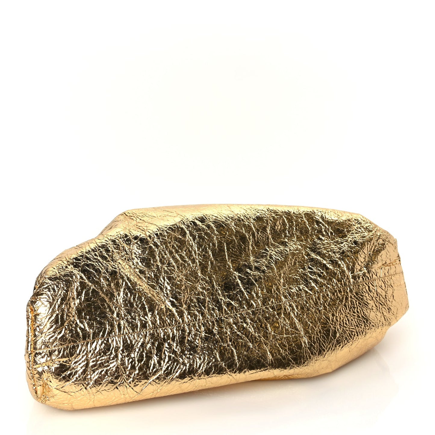 Metallic Crinkled Lambskin The Pouch Oversized Clutch Oro