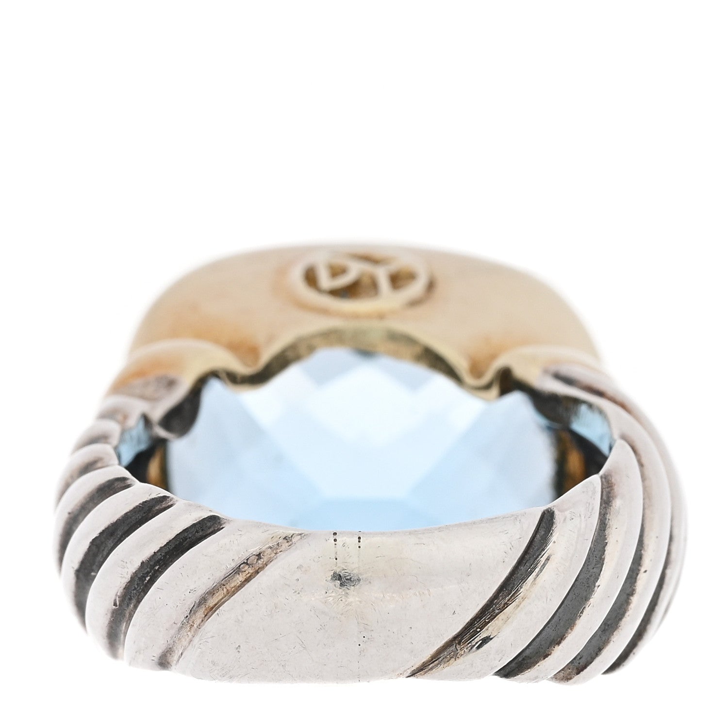 David Yurman Sterling Silver 14K Yellow Gold Blue Topaz 14mm Noblesse Ring 49 4.75 4 of 6