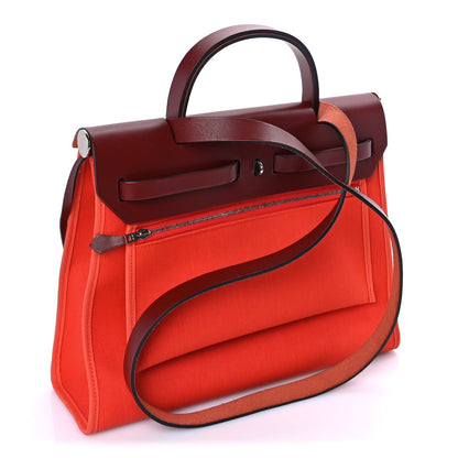 Hermes Military Toile Vache Hunter Herbag Zip 31 PM  Rouge Grenat 3 of 7