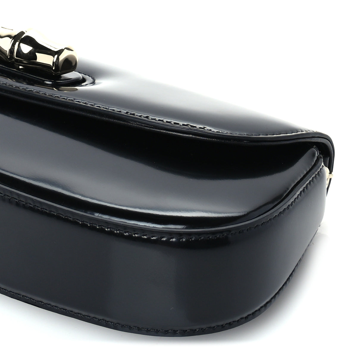 Shiny Calfskin Small Bamboo Night Bag Black