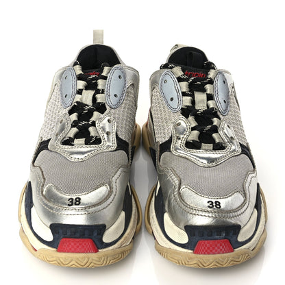 Balenciaga Mesh Nubuck Womens Triple S Sneakers 38 Black Argent 2 of 8